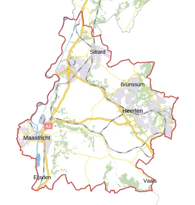 Kaart van Zuid-Limburg